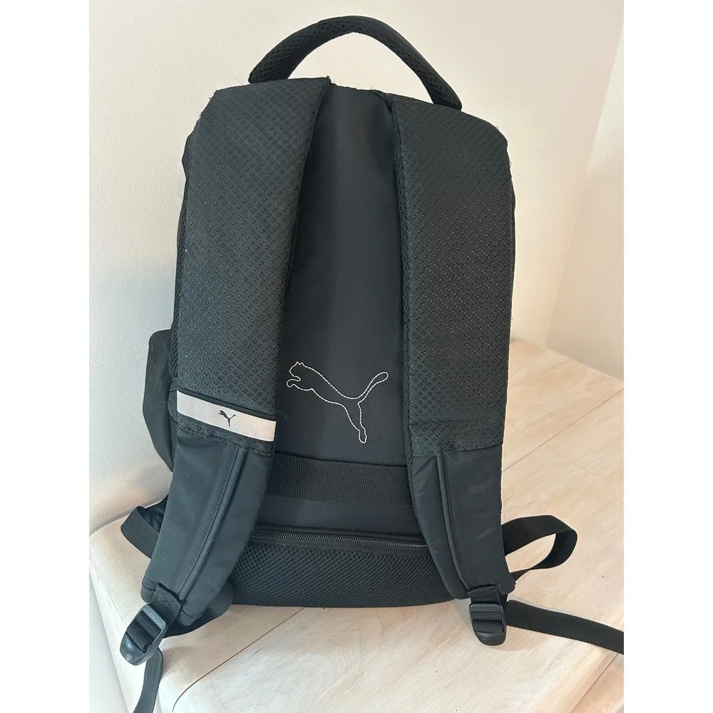 Puma Black‎ Textured Sports Backpack Multi-Pocket Laptop Bag Mens